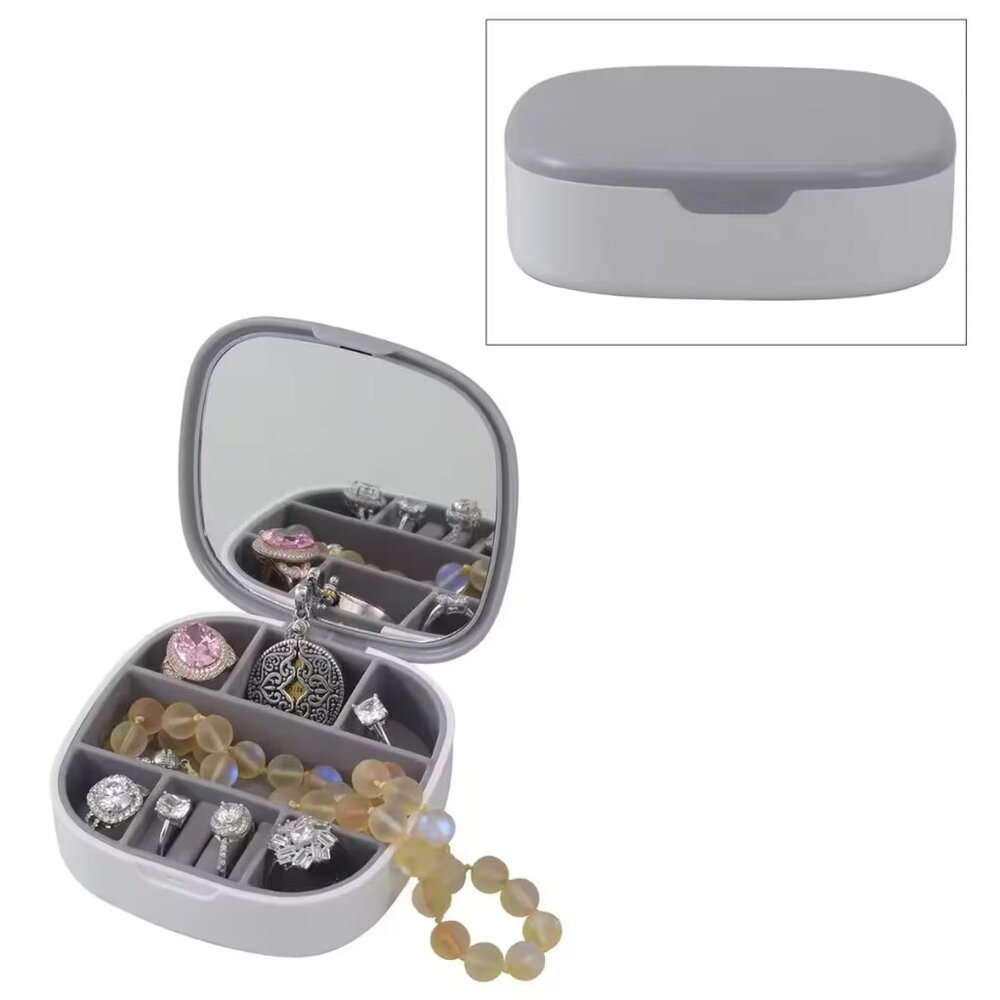 NEW Gray Jewelry Organizer with Mirror - 3.94 x 3.94 x 1.18